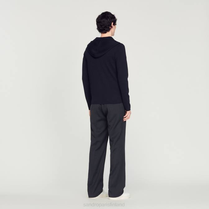 Sandro Paris miehet vetoketjullinen neuletakki hupulla VLHP673 vaatteet laivastonsininen