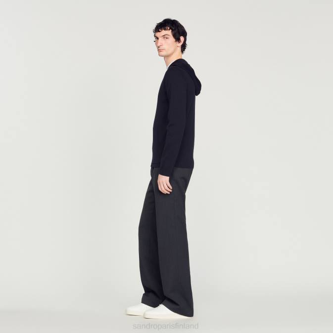 Sandro Paris miehet vetoketjullinen neuletakki hupulla VLHP673 vaatteet laivastonsininen