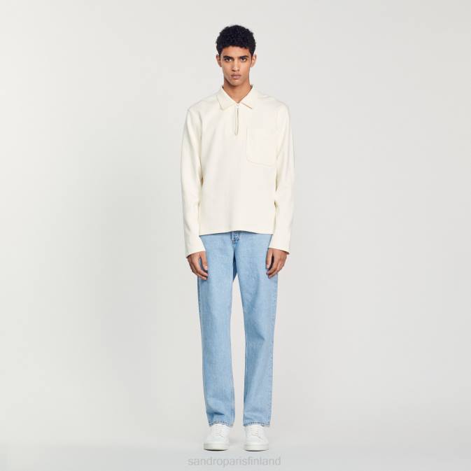 Sandro Paris miehet vetoketjullinen poolopaita VLHP582 vaatteet ekru
