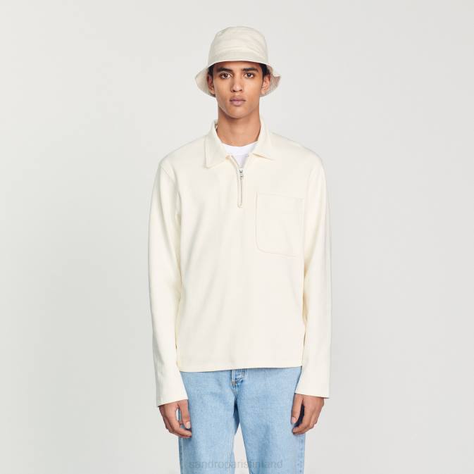 Sandro Paris miehet vetoketjullinen poolopaita VLHP582 vaatteet ekru