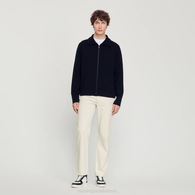 Sandro Paris miehet vetoketjullinen villatakki VLHP667 vaatteet musta