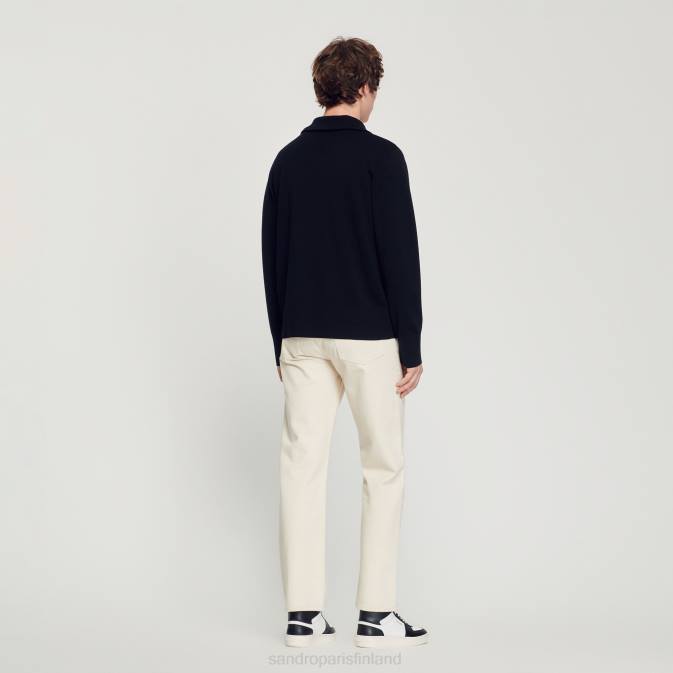 Sandro Paris miehet vetoketjullinen villatakki VLHP667 vaatteet musta