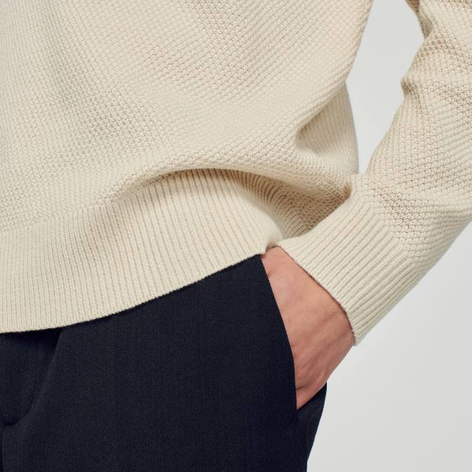 Sandro Paris miehet villapaita VLHP688 vaatteet ekru