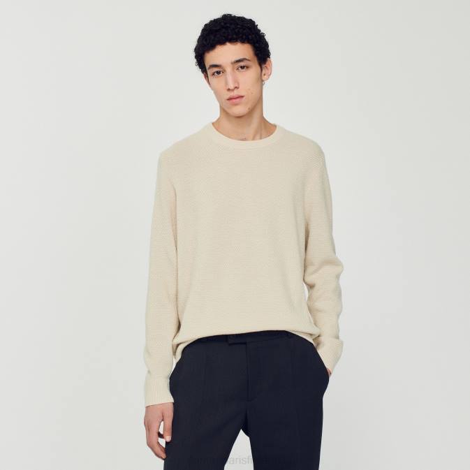 Sandro Paris miehet villapaita VLHP688 vaatteet ekru