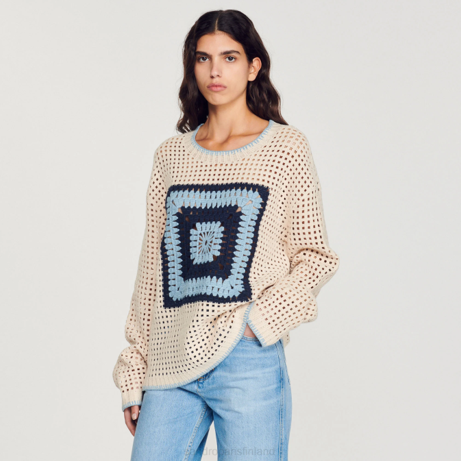 Sandro Paris miehet virkattu neulepusero VLHP706 vaatteet sininen