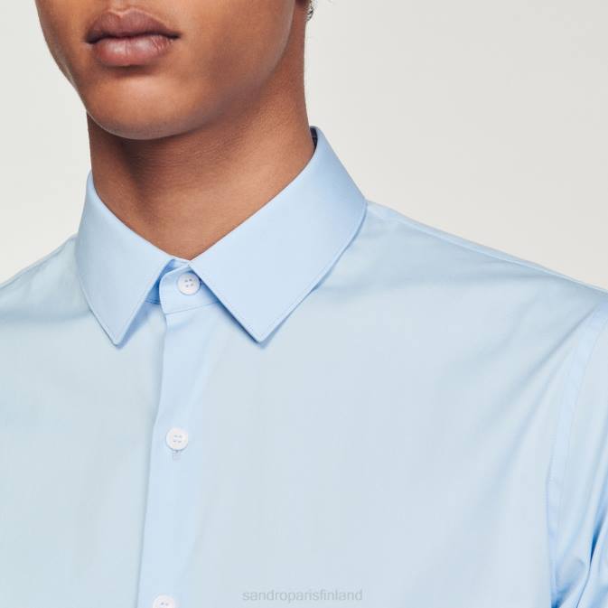 Sandro Paris miehet istuva joustava puuvillapaita VLHP613 vaatteet taivaansininen