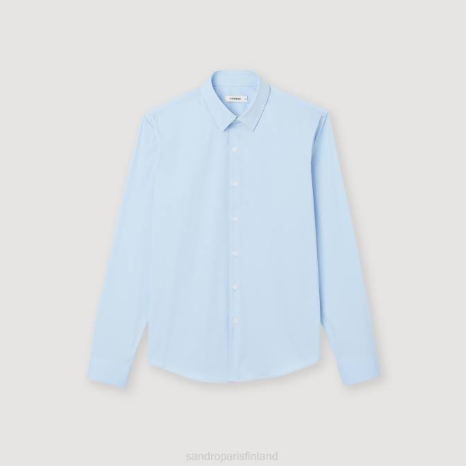 Sandro Paris miehet istuva joustava puuvillapaita VLHP613 vaatteet taivaansininen