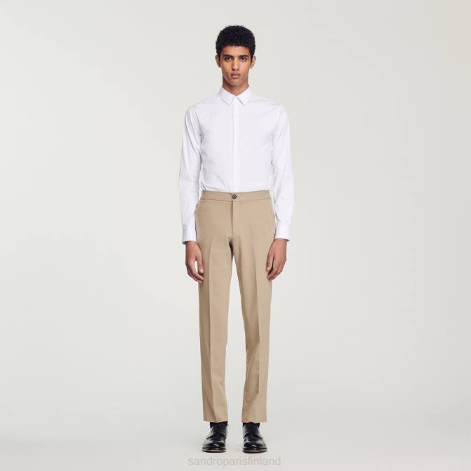 Sandro Paris miehet istuva joustava puuvillapaita VLHP615 vaatteet valkoinen