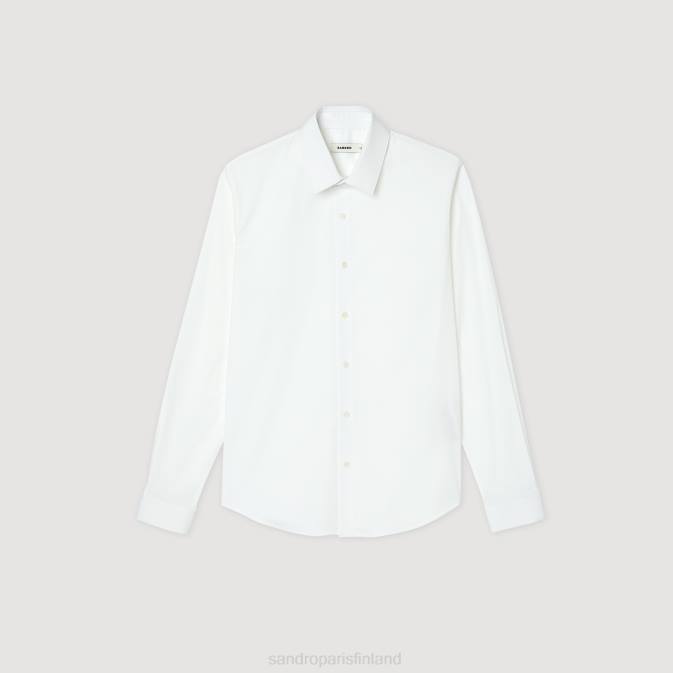 Sandro Paris miehet istuva joustava puuvillapaita VLHP615 vaatteet valkoinen