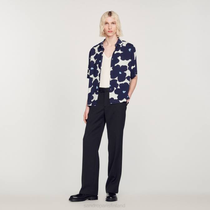 Sandro Paris miehet kukkakuvioinen paita VLHP742 vaatteet laivastonsininen