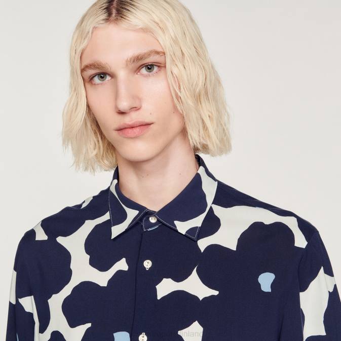 Sandro Paris miehet kukkakuvioinen paita VLHP742 vaatteet laivastonsininen