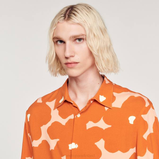 Sandro Paris miehet kukkakuvioinen paita VLHP792 vaatteet oranssi