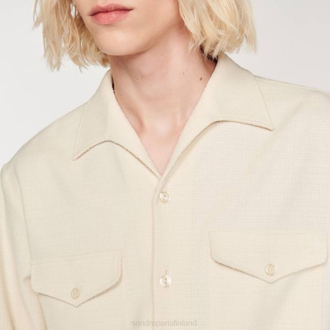 Sandro Paris miehet löysä paita VLHP708 vaatteet valkoinen