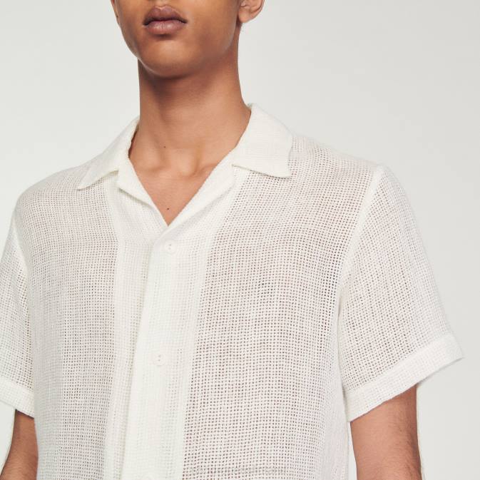 Sandro Paris miehet lyhythihainen paita VLHP595 vaatteet ekru