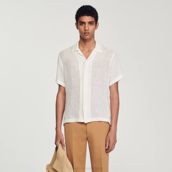 Sandro Paris miehet lyhythihainen paita VLHP595 vaatteet ekru