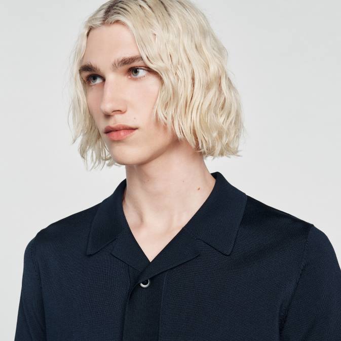 Sandro Paris miehet lyhythihainen paita VLHP697 vaatteet laivastonsininen