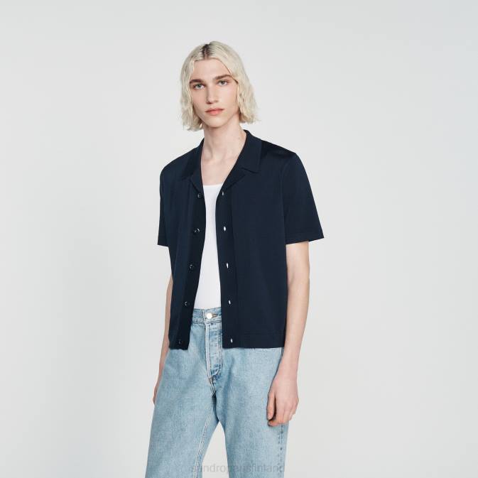 Sandro Paris miehet lyhythihainen paita VLHP697 vaatteet laivastonsininen