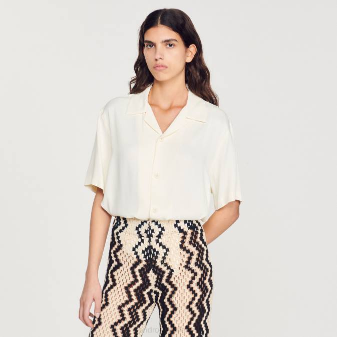 Sandro Paris miehet lyhythihainen paita VLHP818 vaatteet ekru