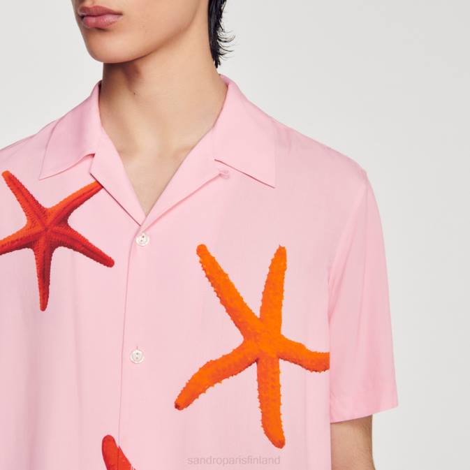 Sandro Paris miehet meritähtiprinttipaita VLHP679 vaatteet vaaleanpunainen