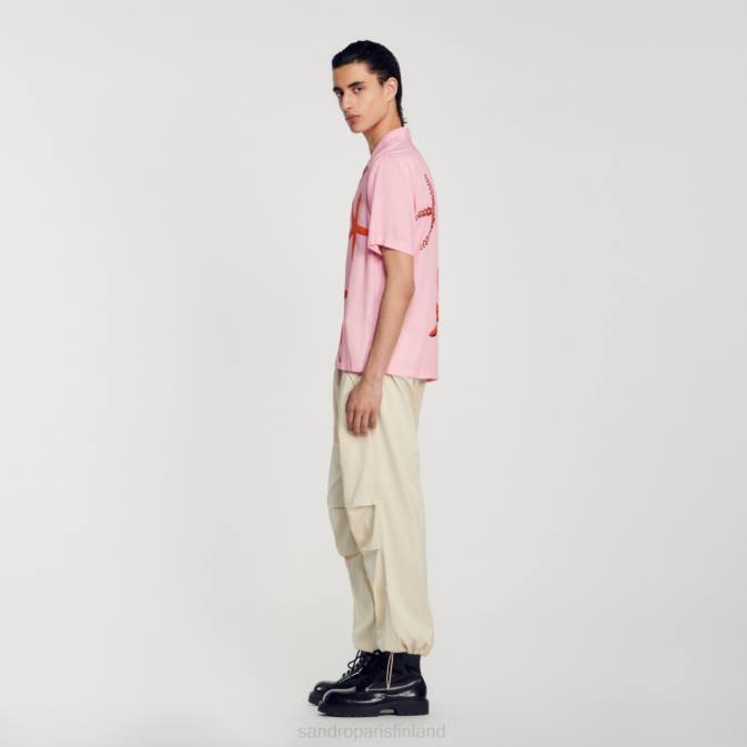 Sandro Paris miehet meritähtiprinttipaita VLHP679 vaatteet vaaleanpunainen