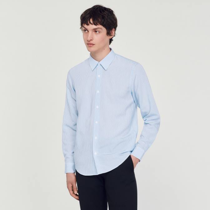 Sandro Paris miehet raidallinen paita VLHP717 vaatteet vaaleansininen