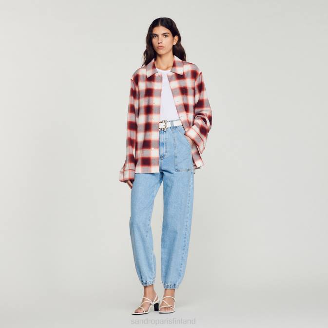 Sandro Paris miehet ruutupaita VLHP820 vaatteet punainen/ekru