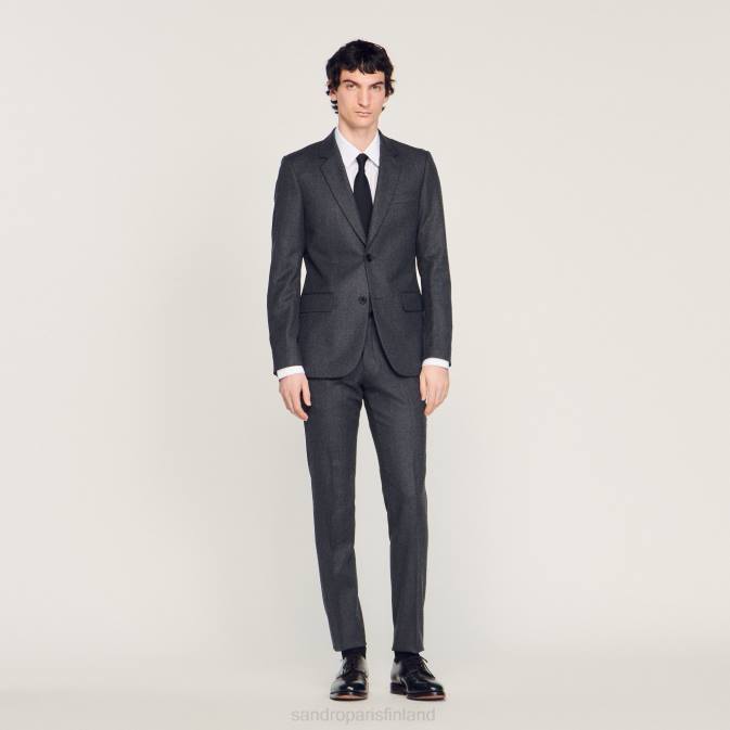 Sandro Paris miehet flanellipukutakki VLHP655 vaatteet hiilen harmaa