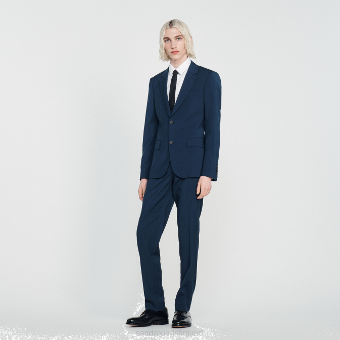 Sandro Paris miehet neitsytvillainen pukutakki VLHP791 vaatteet sininen
