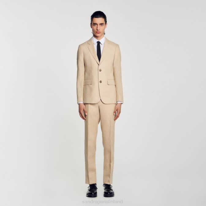 Sandro Paris miehet pellava pukutakki VLHP597 vaatteet beige