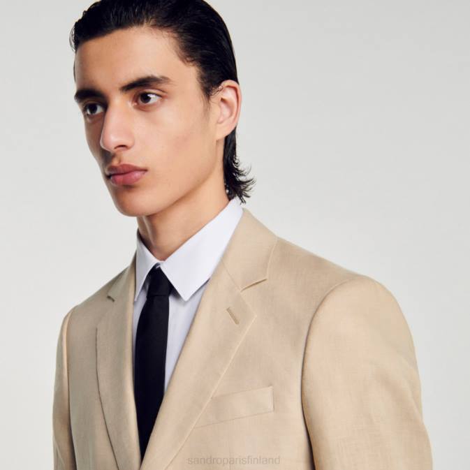 Sandro Paris miehet pellava pukutakki VLHP597 vaatteet beige