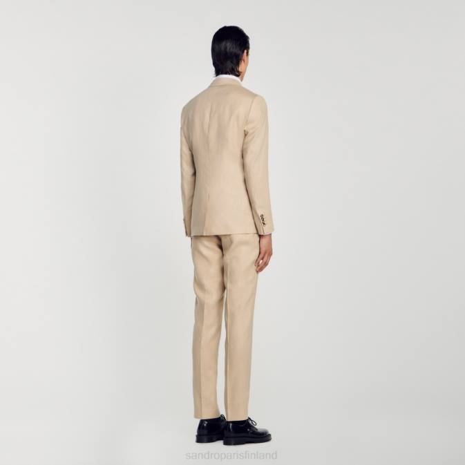 Sandro Paris miehet pellava pukutakki VLHP597 vaatteet beige