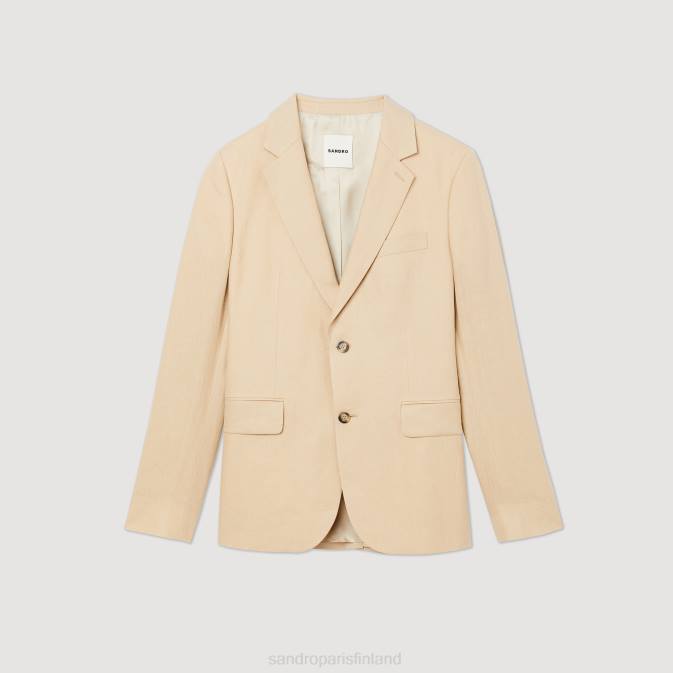 Sandro Paris miehet pellava pukutakki VLHP597 vaatteet beige