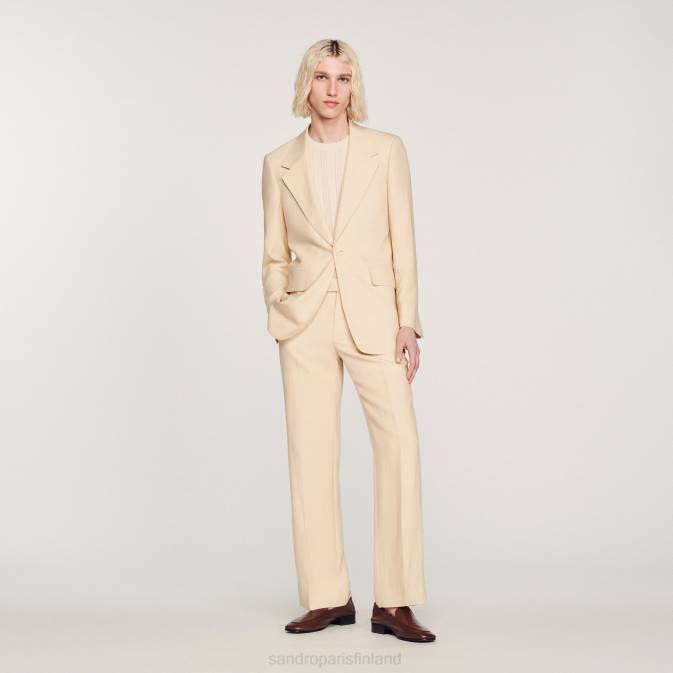 Sandro Paris miehet pellava pukutakki VLHP723 vaatteet ekru