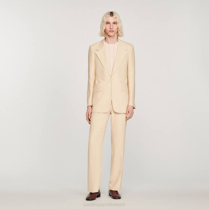 Sandro Paris miehet pellava pukutakki VLHP723 vaatteet ekru