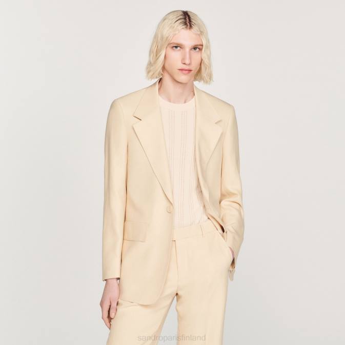 Sandro Paris miehet pellava pukutakki VLHP723 vaatteet ekru