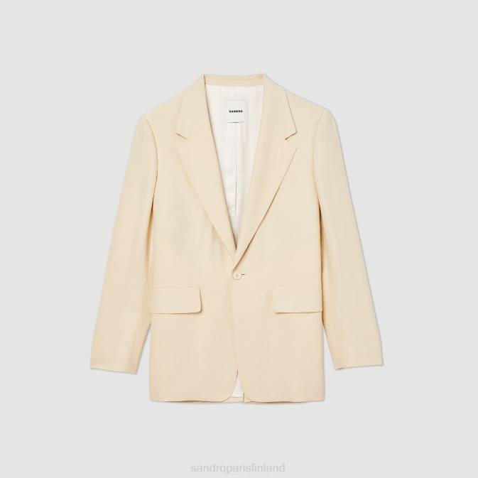 Sandro Paris miehet pellava pukutakki VLHP723 vaatteet ekru