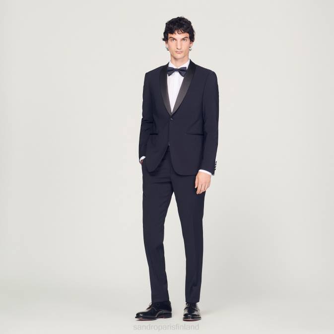 Sandro Paris miehet smokkitakki satiinilla VLHP638 vaatteet laivastonsininen
