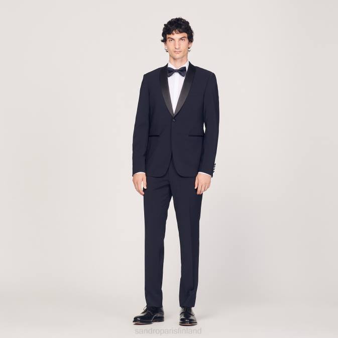 Sandro Paris miehet smokkitakki satiinilla VLHP638 vaatteet laivastonsininen