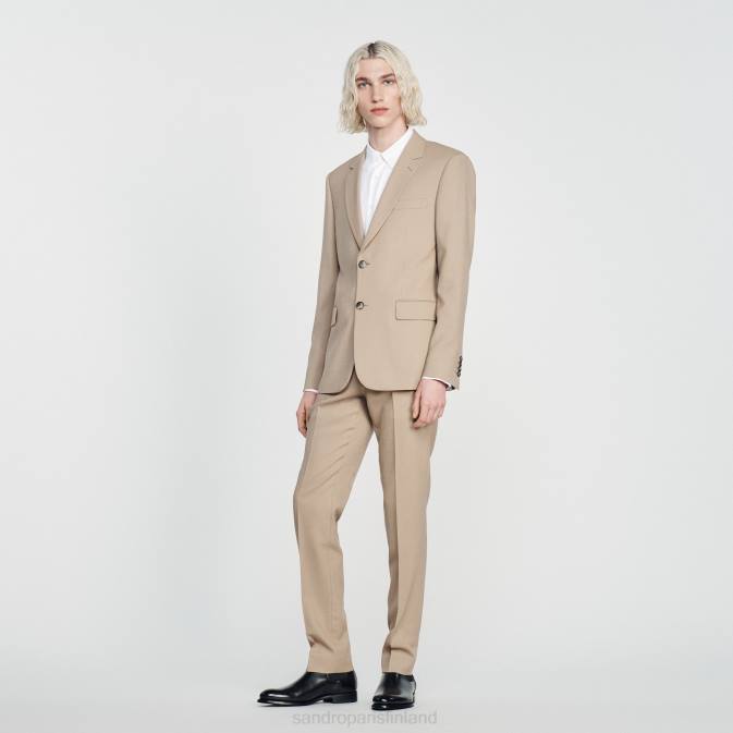 Sandro Paris miehet villainen pukutakki VLHP594 vaatteet beige