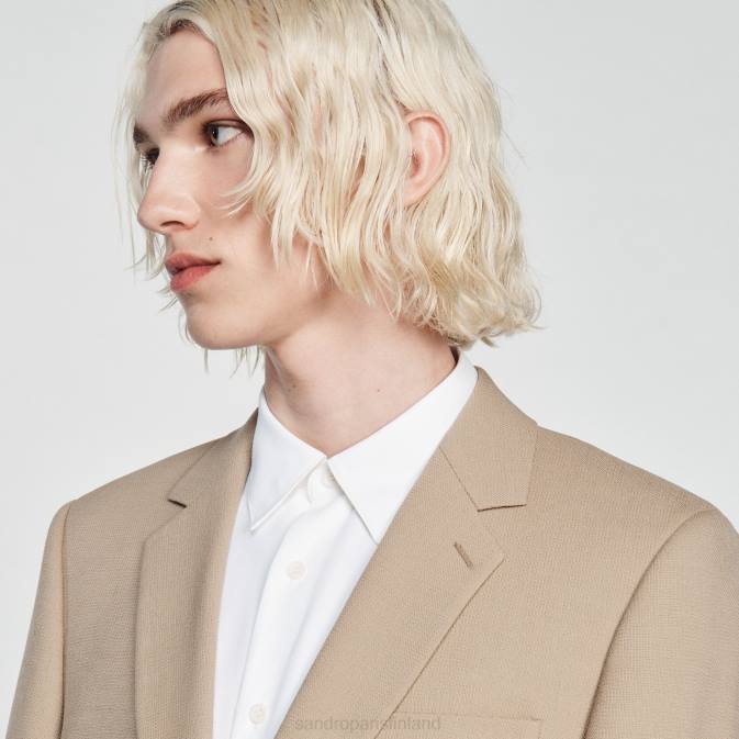 Sandro Paris miehet villainen pukutakki VLHP594 vaatteet beige