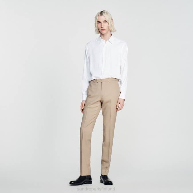 Sandro Paris miehet villaiset pukuhousut VLHP590 vaatteet beige