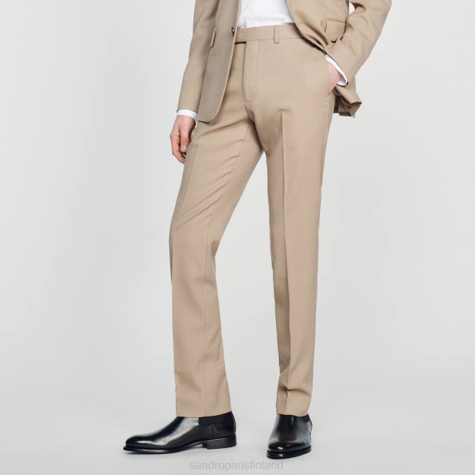 Sandro Paris miehet villaiset pukuhousut VLHP590 vaatteet beige