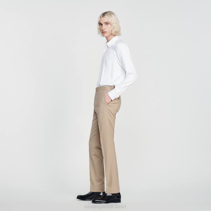 Sandro Paris miehet villaiset pukuhousut VLHP590 vaatteet beige