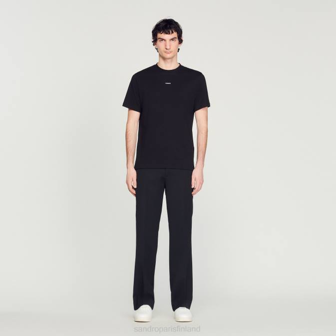 Sandro Paris miehet brodeerattu t-paita VLHP711 vaatteet musta