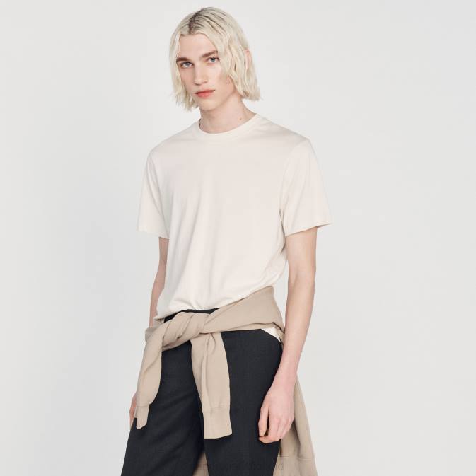 Sandro Paris miehet brodeerattu t-paita VLHP712 vaatteet greige