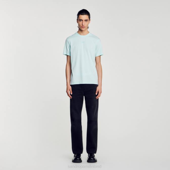 Sandro Paris miehet brodeerattu t-paita VLHP713 vaatteet mintunsininen
