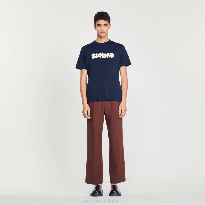 Sandro Paris miehet brodeerattu t-paita VLHP802 vaatteet laivastonsininen