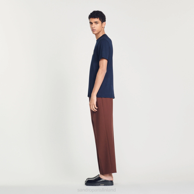 Sandro Paris miehet brodeerattu t-paita VLHP802 vaatteet laivastonsininen