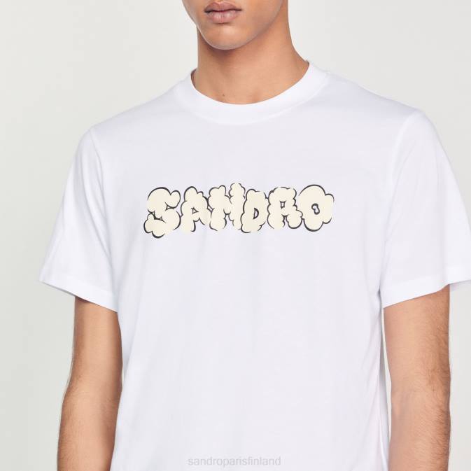 Sandro Paris miehet brodeerattu t-paita VLHP803 vaatteet valkoinen