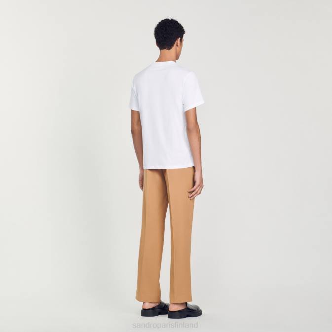 Sandro Paris miehet brodeerattu t-paita VLHP803 vaatteet valkoinen